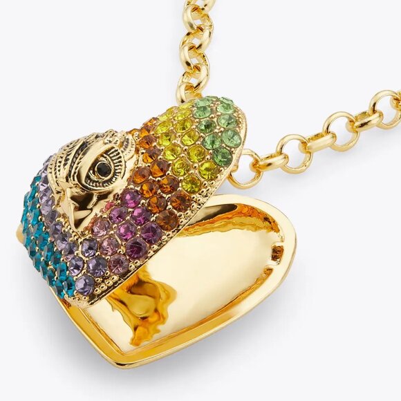 Kurt Geiger London Large Rainbow Heart Locket Necklace Colorful - Picture 4 of 7